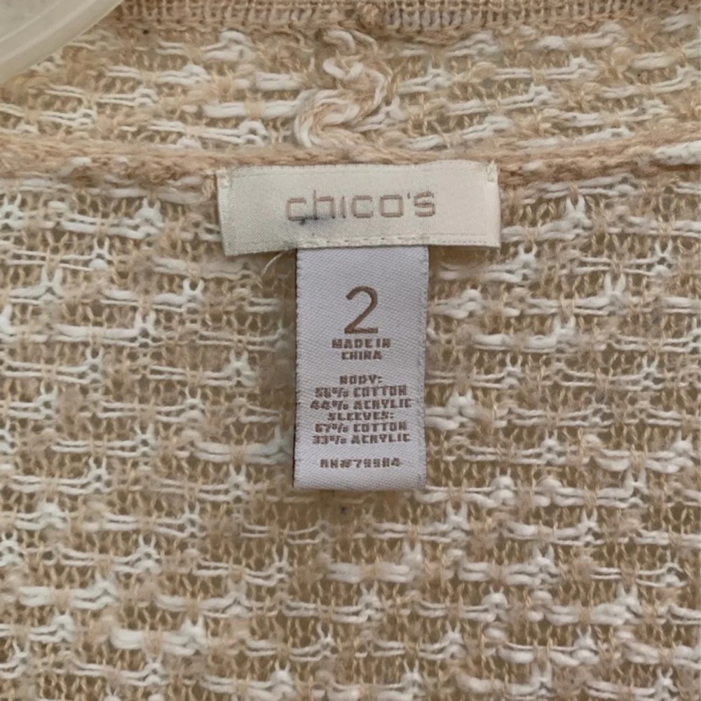 Chico’s Women's Neutral Open Front Cardigan - Picture 3 of 3